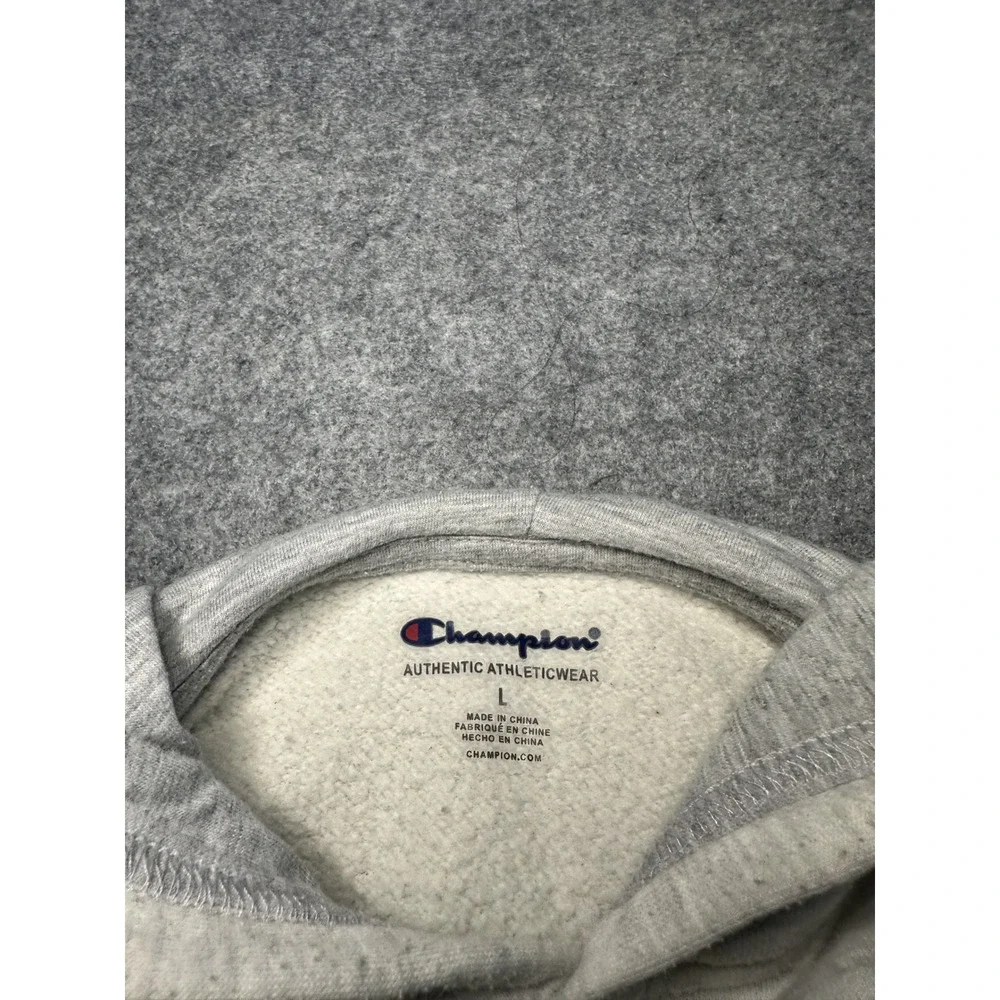 Champion Authentic Athleticwear Hoodie Boys L Grey Heather Logo Fleece Pullover‎